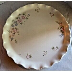 Pfaltzgraff (USA) TEA ROSE Fluted 12.5” Cake Serving Plate Vintage Stoneware